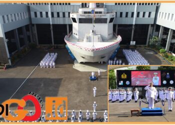 Seluruh Personel dan staf Pushidrosal saat mengikuti upacara HUT RI ke- 78, Kamis (17/8).