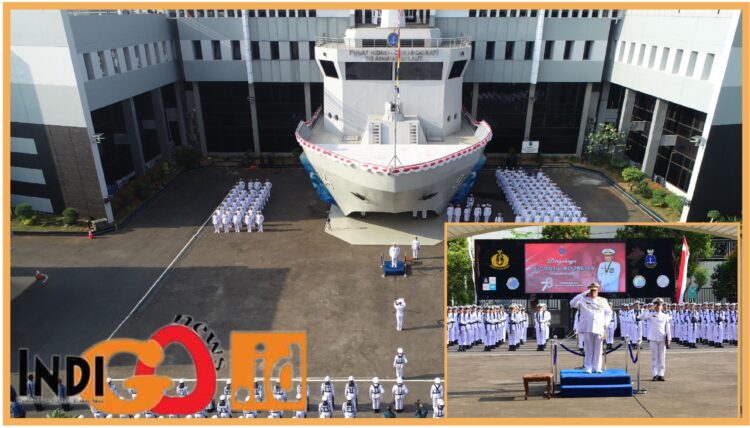 Seluruh Personel dan staf Pushidrosal saat mengikuti upacara HUT RI ke- 78, Kamis (17/8).