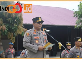 Wakapolresta Deliserdang, AKBP. Agus Sugiyarso SIK saat pimpin apel Program Polisi RW, Senin (21/8).