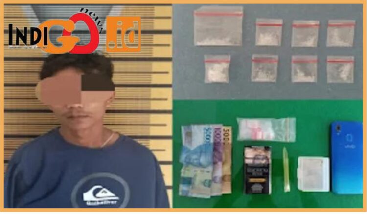 Tersangka, Pritil bersama sabu 2gram saat diamankan di Polres Tebing Tinggi, Rabu (23/8).