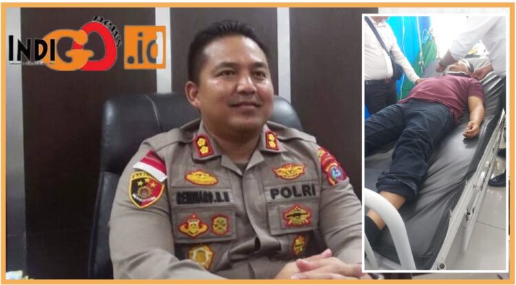 Kapolre Dairi, AKBP. Reinhard dan korban pemukulan Bripka. David saat dirawat di IGD RSUD Sidikalang, Senin (28/8).int