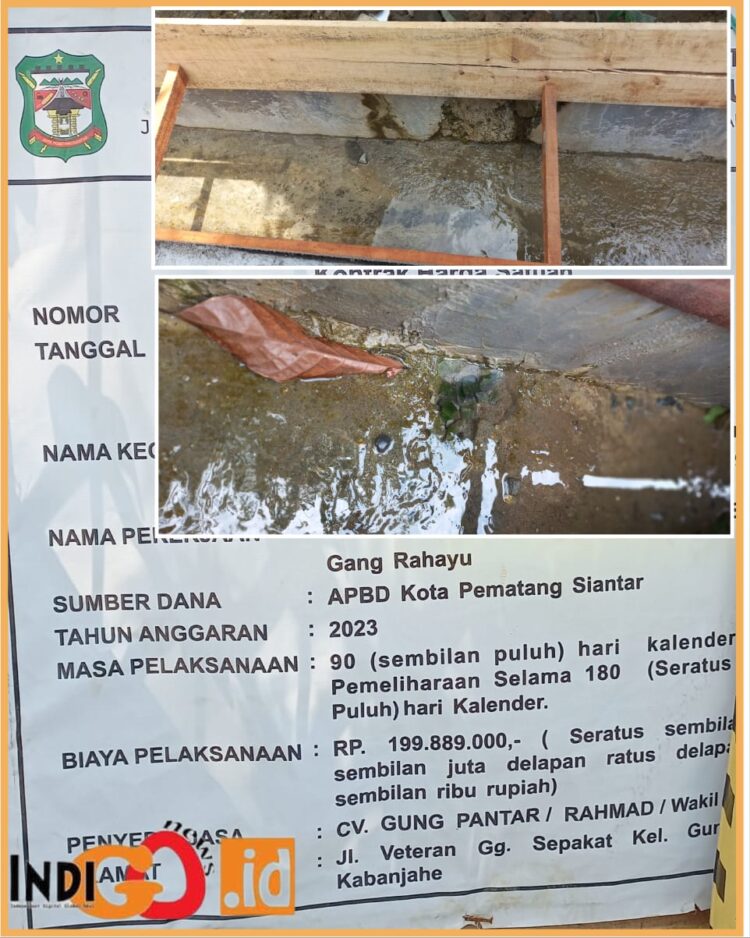 Proyek drainase di Gang Rahayu yang asal jadi, Sabtu (12/8).