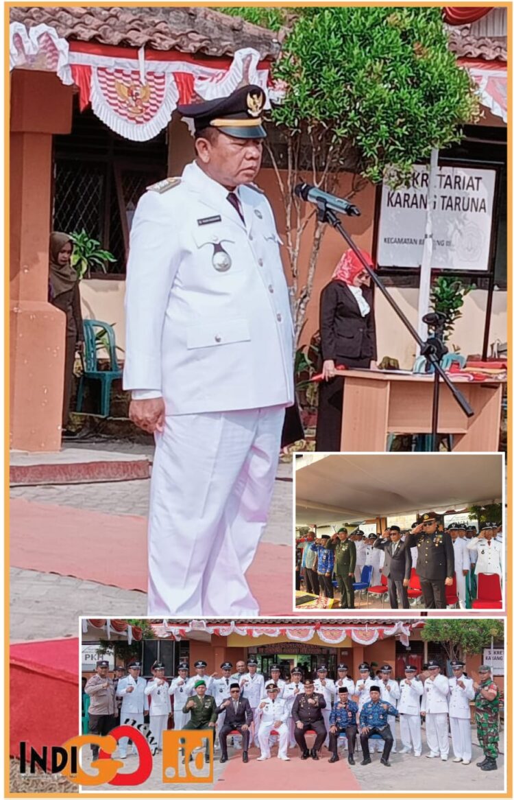 Camat Belitang III, HM. Nuh Hudawi saat bertindak sebagai ispektur upacara HUt