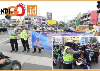 Personil Dirlantas Polda Sumut ssat giat Ops Zebra Toba- 2023, Selasa (5/9).