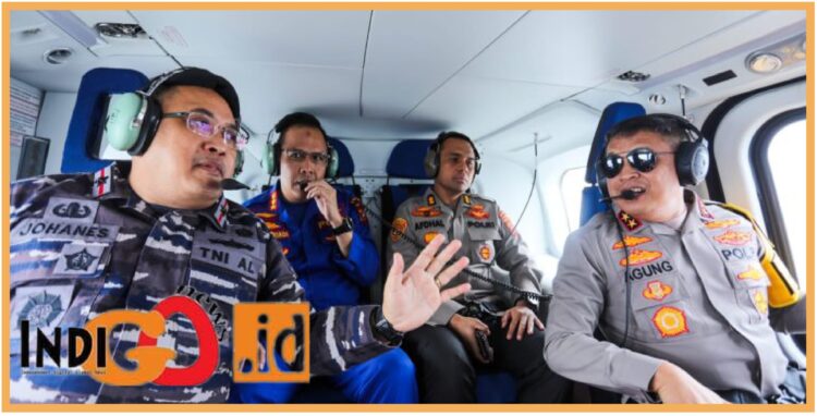 Kapoldasu dan Danlantamal Belawan saat giat patroli udara, Selasa (5/9).