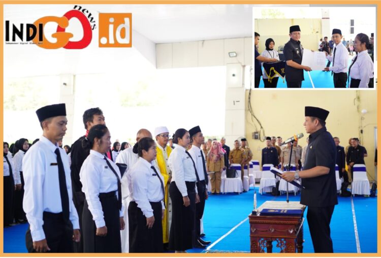 Bupati OKU Timur, Lanosin saat melantik 167 PPPK Formasi 2022, Selasa (12/9).