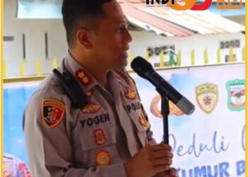 Kapolres Pematangsiantar, AKBP. Yogen saat launching pemberian sumur bor, Kamis (14/9).