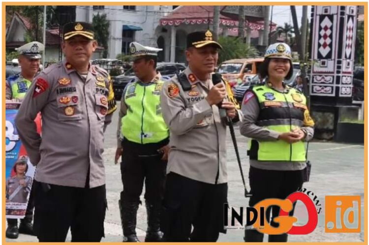 Kapolres Pematangsiantar AKBP. Yogen Heroes Baruno SH, SIK saat ucapkan terimakasi dan apresiasi atas Ops Zebra Toba 2023 berjalan baik, Senin (18/9).