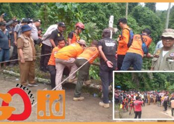 Kondisi TKP pencarian mobil terjun kedalam jurang curam, Senin (18/9).