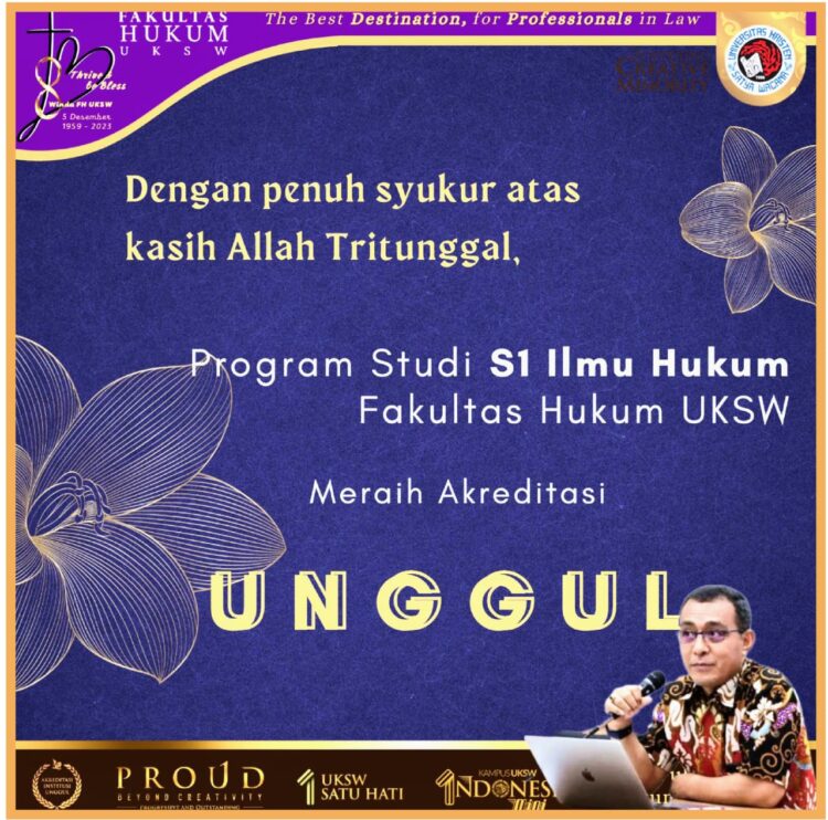 Dekan FH UKSW, Prof. Umbu Rauta SH, M.Hum saat konferensi pers prodi S1Hukum FH UKSW raih akreditasi unggul, Selasa (26/9).