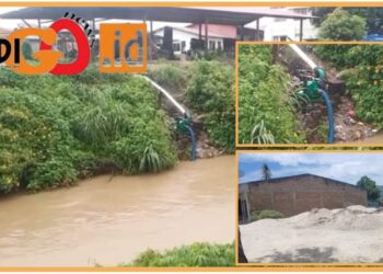 Tambang pasir ilegal dengan cara menyedot gunakan mesin dari sungai Alian Balige, Sabtu (30/9).