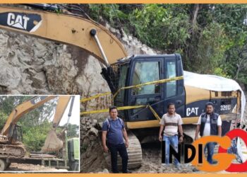 Satu Excavator telah disimpan oleh pengusaha saat dinaikkan ke Trado dan Alat berat yang sudah diamankan dan telah Police Line, Senin (23/10). 