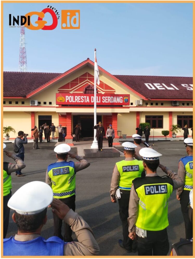Polresta Deliserdang saat giat upacara Hari Kesaktian Pancasila, Minggu (1/10).
