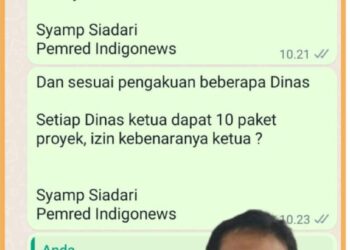 Bukti SS konfirmasi redaksi Indigonews kepada Ketua DPRD Simalungun, Selasa (3/10).