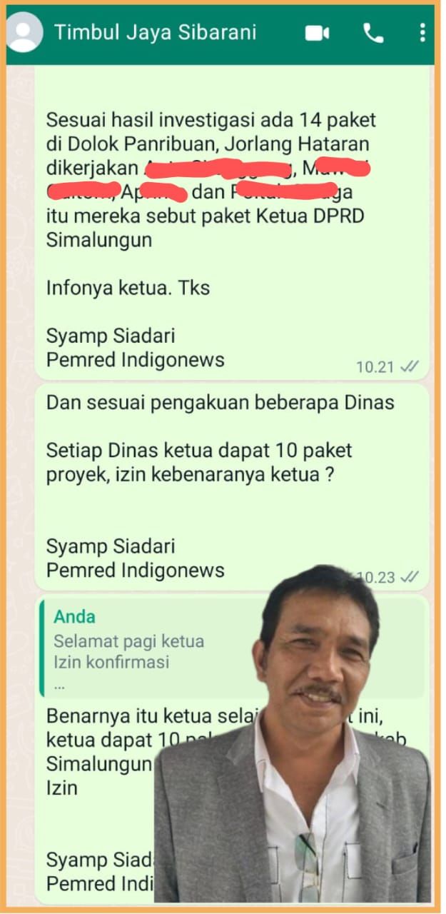 Bukti SS konfirmasi redaksi Indigonews kepada Ketua DPRD Simalungun, Selasa (3/10).