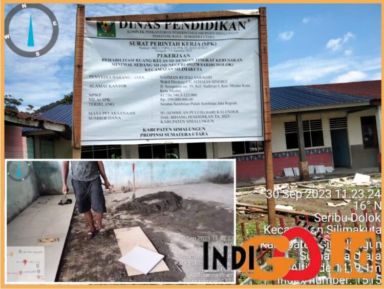 Proyek, CV. Athalia Sinergi yang mengerjakan proyek si SDN 091370 Saribudolok, Minggu (15/10).