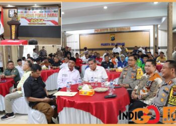 Wakapolresta Deliserdang saat pimpin deklarasi Pemilu damai bersama Forkopimda, Rabu (18/10).