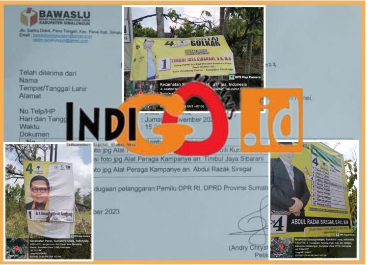 Bukti laporan dan gambar alat peraga ketiga Caleg yang dilaporkan, Jumat (3/11).
