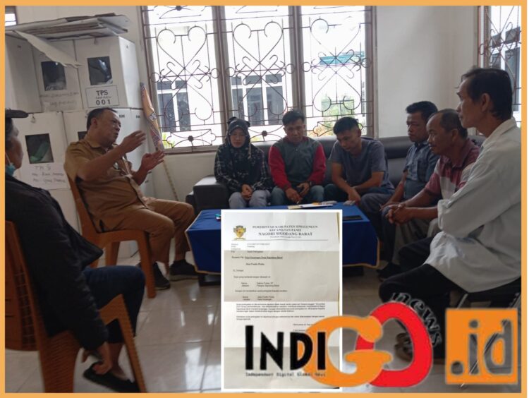 7 Perangkat Nagori Sigodang Barat bersama Kabid PMN Dinas PMPN Simalungun dan surat SP Pangulu Sabran Purba, Rabu (8/11).