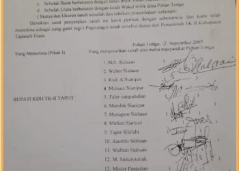 Surat penyerahan tanah, Sabtu (18/11).