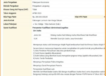 Pengumuman LPSE proyek rehap rumah dibas Kejari yang pagunya pantastis, Rabu (6/12).