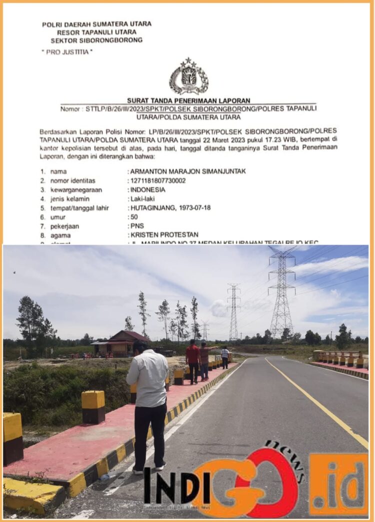 Lapora pencurian railing jembatan dijalan lingkar Ir. Soekarno dan saat Personil Polsek Siborongborong saat olah TKP, Senin (11/12).