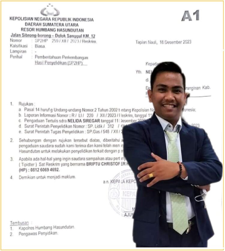 Diandro Martua Sihite SH, kuasa hukum pelapor, Kamis (11/1).