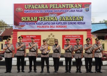 Pelantikan dan sertijab jajaran Polresta Deliserdang, Senin (10/1).