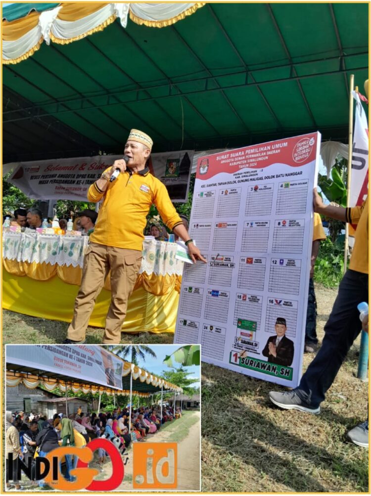 Suriawan, anggota DPRD Simalungun yang melakukan kampanye saat reses, Selasa (6/2).