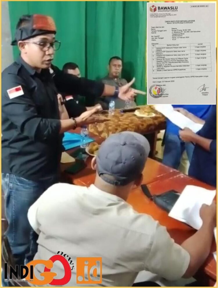 Saksi PKS saat mengajukan keberatan dan menolak pleno PPK Singkep Barar, Sabtu (24/2).