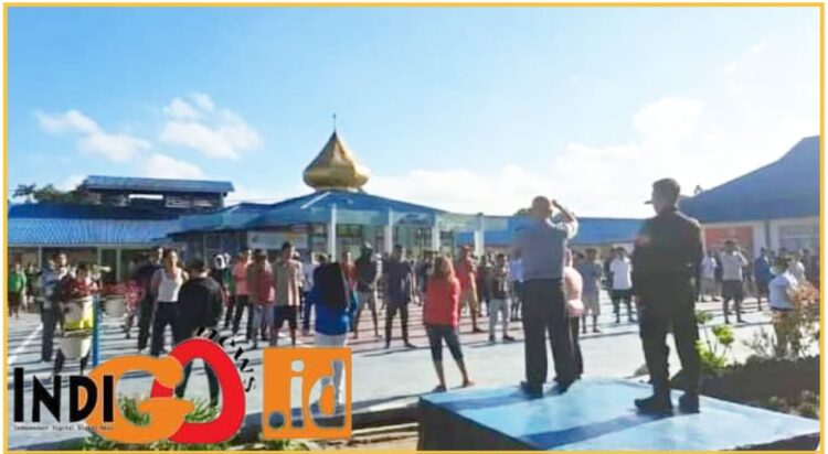 WBP Rutan Klas IIB Sidikalang saat senam bersama, Jumat (1/3).