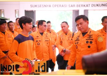 Kepala Badan Nasional Pencarian dan Pertolongan RI, Marsekal Madya TNI Kusworo SE, MM saat kunker di Basarnas Palembang, Senin (4/3).