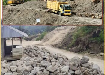 Situasi tambang illegal di Desa Siboruon, Kecamatan Balige, Kabupaten Toba, Jumat (10/4).