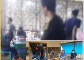 Situasi judi tembak ikan di Warung Dani dan Warung Pak Kulit di Pasar 7 Patumbak, Kamis 23/5).