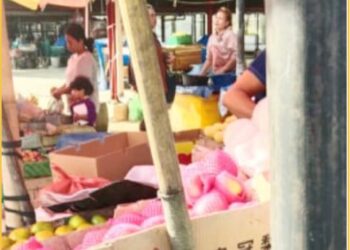 Foto SS sedang berjulan ikan mujahir pada pukul 08:21 Wib setelah melakukan penganiayaan kepada ES, Selasa (28/5).