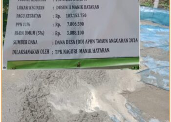Plank proyek dan pelaksanaan fisik bangunan tanpa pengawasan dari Pendamping Desa, Jumat (7/6).