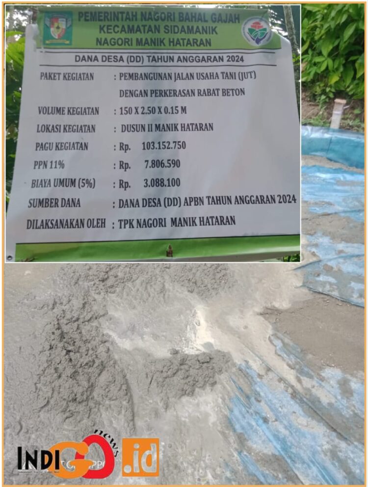 Plank proyek dan pelaksanaan fisik bangunan tanpa pengawasan dari Pendamping Desa, Jumat (7/6).