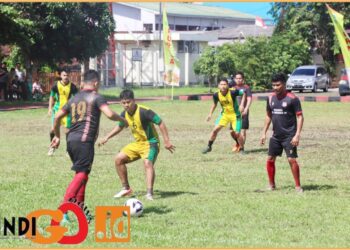 Final pertandingan sepak bola minj soccer Polresta Deliserdang, Sabtu (22/6).