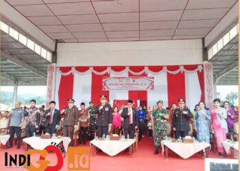 Kasdim 0206/ Dairi, Mayor inf Jimmy Barus saat menghadiri upacara HUT Bhayangkara ke- 78, Senin (1/7).