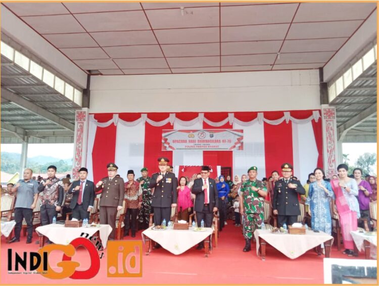 Kasdim 0206/ Dairi, Mayor inf Jimmy Barus saat menghadiri upacara HUT Bhayangkara ke- 78, Senin (1/7).