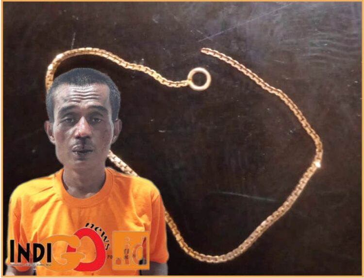 Tersangka dan barang bukti saat diamankan di Mapolsek Deli Tua, Rabu (17/7).