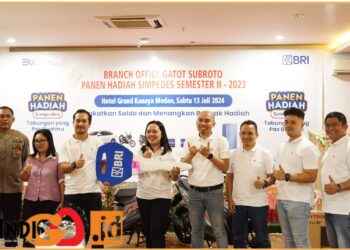 BRI BO) Medan Gatot Subroto kembali menggelar Panen Hadiah Simpedes (PHS) Periode 2, yakni 01 September 2023 - 28 Februari 2024 , di Hotel Grand Kanaya Medan, Sabtu (13/7/2024).