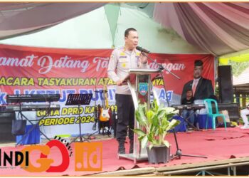 Kapolsek Belitang II, AKP. Johan Syafri SE saat menyampaikan sambutan, Minggu (1/9).