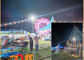 Kegiatan pasar malam yang merusak fasilitas umum, Selasa (10/9).