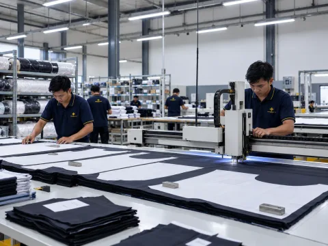 Proses cutting & pattern in-house untuk presisi produksi.