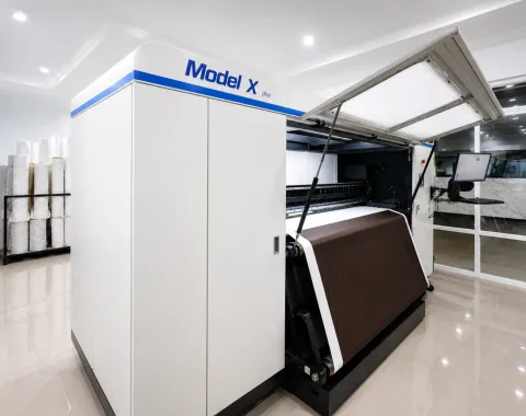Lini sublimasi Atexco Model X Plus dalam operasi harian.