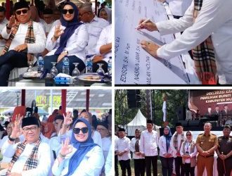 Paslon Bupati dan Wakil Bupati Muara Enim, H. Nasrun Umar dan Lia Anggraini, Ikuti Deklarasi Kampanye Damai