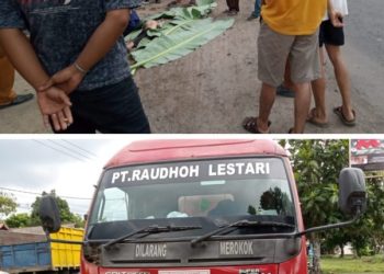 Hendak nyebrang Jalan Warga Sigam Gelumbang Tewas Diduga Tertabrak Mobil Tanki BBM