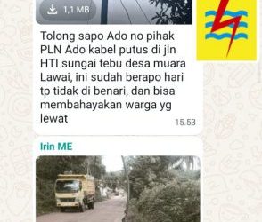 Kabel Listrik Putus di Muara Lawai Muara Enim Bahayakan Warga, Manager PLN : Segera Diperbaiki Petugas