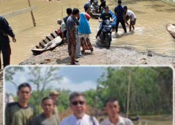 Akses Jalan Darurat Tergenang Banjir Pemdes Tebat Agung Niru Siapkan Perahu Untuk Warga